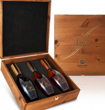 Confectione Affina 3x0,35 Lt., in Original Holzkiste, Distilleria Marzadro 